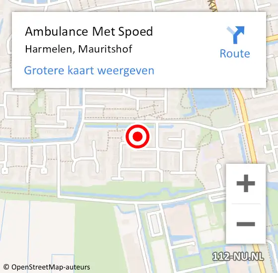 Locatie op kaart van de 112 melding: Ambulance Met Spoed Naar Harmelen, Mauritshof op 1 september 2018 10:48