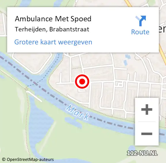 Locatie op kaart van de 112 melding: Ambulance Met Spoed Naar Terheijden, Brabantstraat op 1 september 2018 10:49