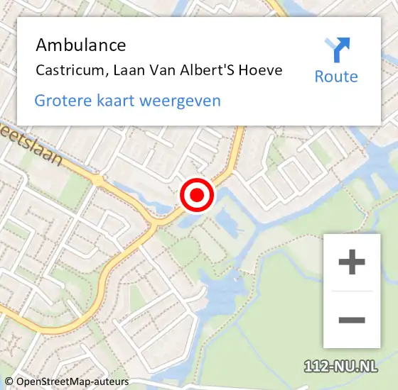Locatie op kaart van de 112 melding: Ambulance Castricum, Laan van Albert's Hoeve op 1 september 2018 11:08
