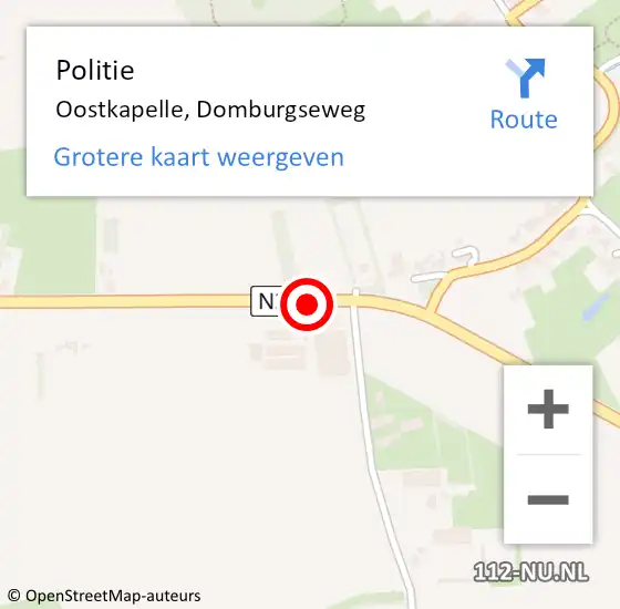 Locatie op kaart van de 112 melding: Politie Oostkapelle, Domburgseweg op 1 september 2018 11:13