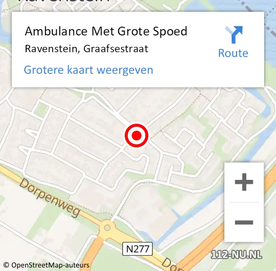 Locatie op kaart van de 112 melding: Ambulance Met Grote Spoed Naar Ravenstein, Graafsestraat op 1 september 2018 11:55