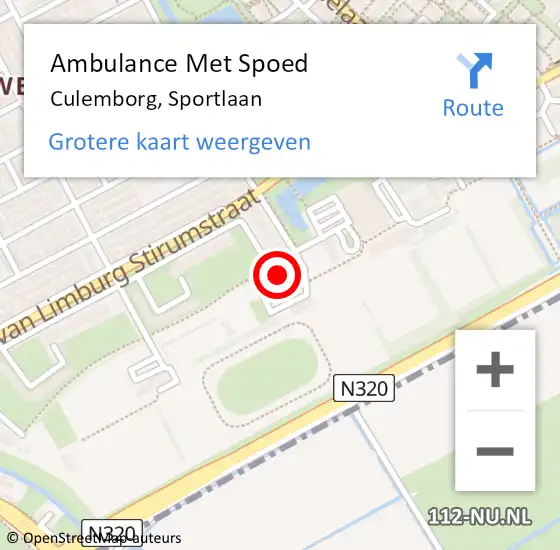 Locatie op kaart van de 112 melding: Ambulance Met Spoed Naar Culemborg, Sportlaan op 1 september 2018 11:56