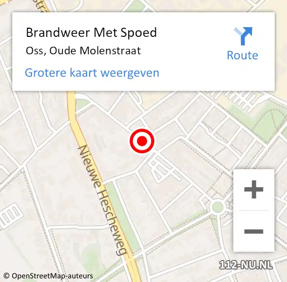 Locatie op kaart van de 112 melding: Brandweer Met Spoed Naar Oss, Oude Molenstraat op 1 september 2018 12:54