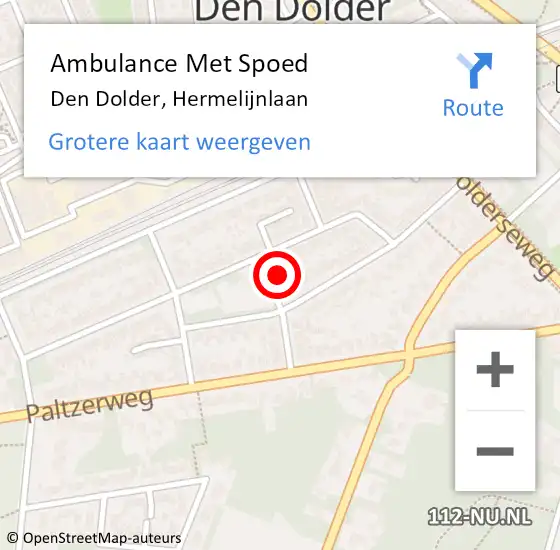 Locatie op kaart van de 112 melding: Ambulance Met Spoed Naar Den Dolder, Hermelijnlaan op 7 maart 2014 17:12