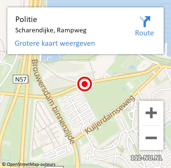 Locatie op kaart van de 112 melding: Politie Scharendijke, Rampweg op 1 september 2018 14:08