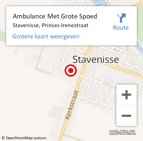 Locatie op kaart van de 112 melding: Ambulance Met Grote Spoed Naar Stavenisse, Prinses Irenestraat op 7 maart 2014 17:15