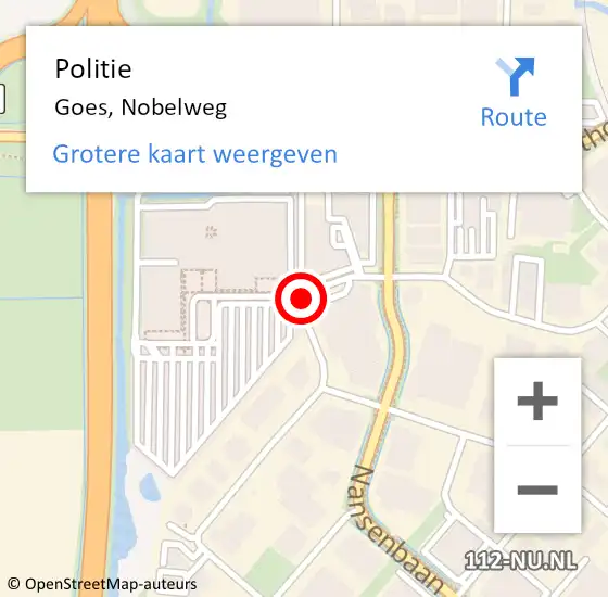 Locatie op kaart van de 112 melding: Politie Goes, Nobelweg op 1 september 2018 14:21