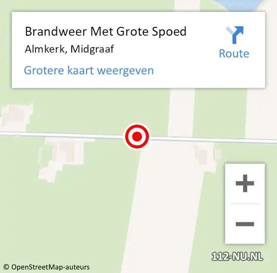 Locatie op kaart van de 112 melding: Brandweer Met Grote Spoed Naar Almkerk, Midgraaf op 1 september 2018 14:41