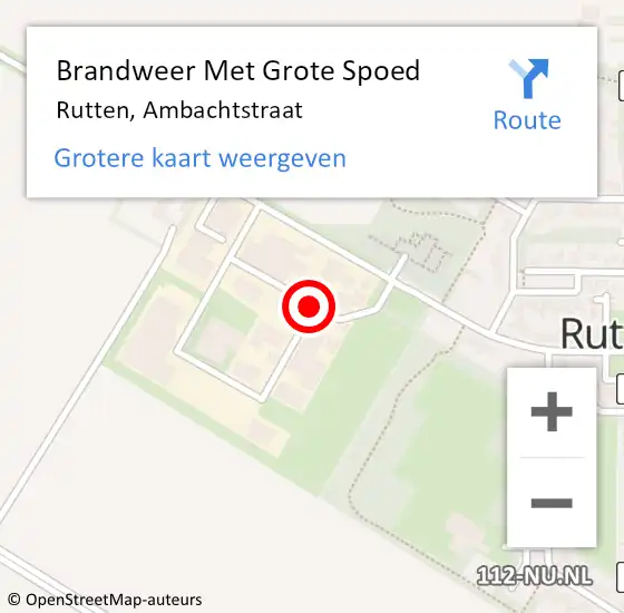 Locatie op kaart van de 112 melding: Brandweer Met Grote Spoed Naar Rutten, Ambachtstraat op 1 september 2018 15:25