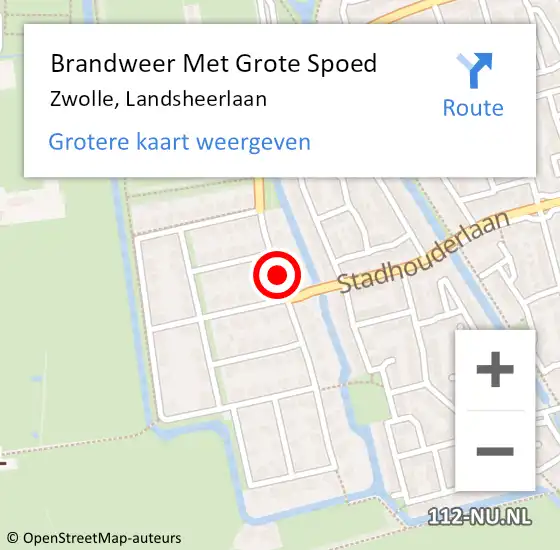 Locatie op kaart van de 112 melding: Brandweer Met Grote Spoed Naar Zwolle, Landsheerlaan op 1 september 2018 15:44