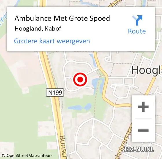 Locatie op kaart van de 112 melding: Ambulance Met Grote Spoed Naar Hoogland, Kabof op 1 september 2018 16:39
