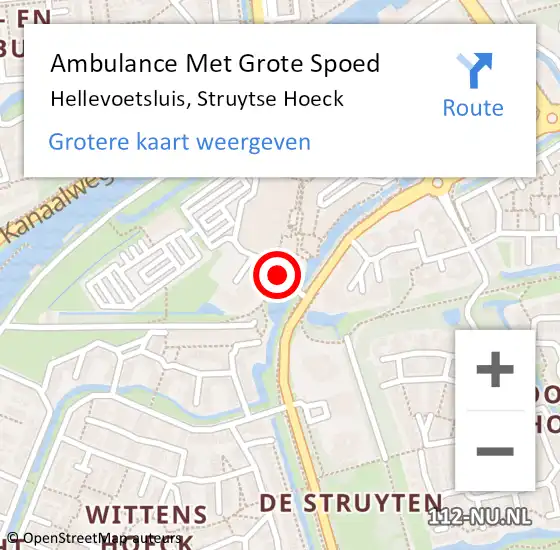 Locatie op kaart van de 112 melding: Ambulance Met Grote Spoed Naar Hellevoetsluis, Struytse Hoeck op 1 september 2018 17:02