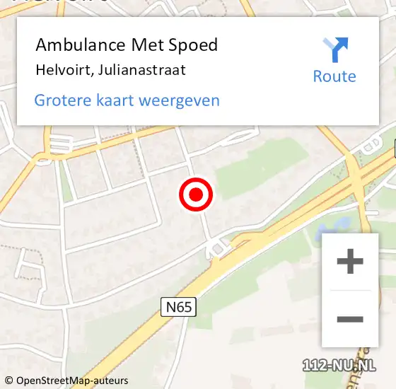 Locatie op kaart van de 112 melding: Ambulance Met Spoed Naar Helvoirt, Julianastraat op 1 september 2018 18:34