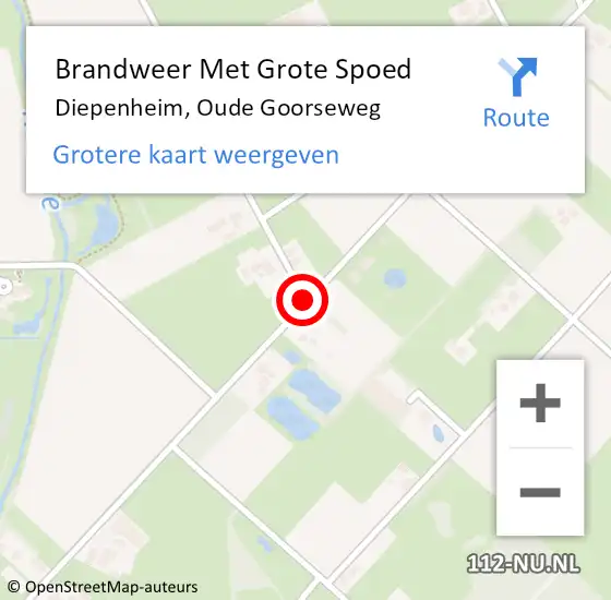 Locatie op kaart van de 112 melding: Brandweer Met Grote Spoed Naar Diepenheim, Oude Goorseweg op 1 september 2018 18:56