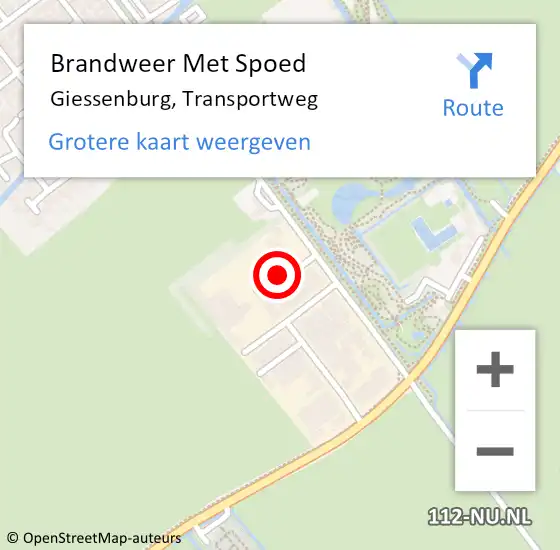 Locatie op kaart van de 112 melding: Brandweer Met Spoed Naar Giessenburg, Transportweg op 1 september 2018 19:03