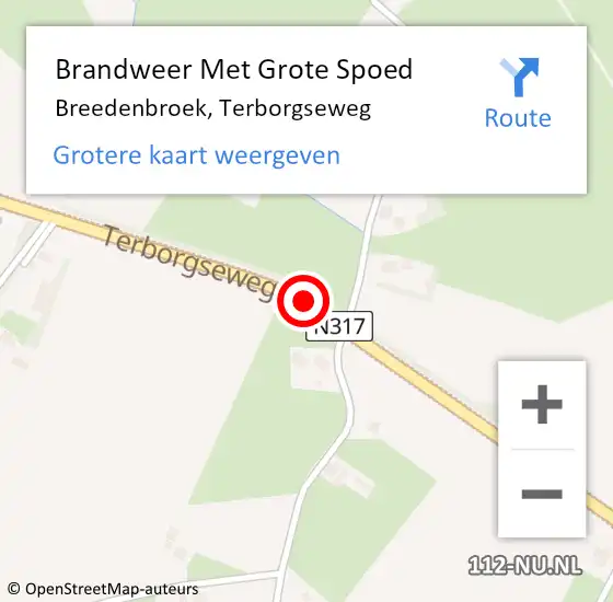 Locatie op kaart van de 112 melding: Brandweer Met Grote Spoed Naar Breedenbroek, Terborgseweg op 1 september 2018 19:25