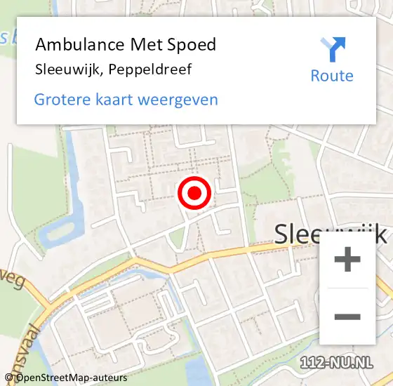 Locatie op kaart van de 112 melding: Ambulance Met Spoed Naar Sleeuwijk, Peppeldreef op 1 september 2018 19:58