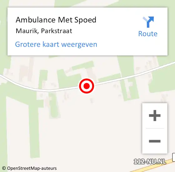 Locatie op kaart van de 112 melding: Ambulance Met Spoed Naar Maurik, Parkstraat op 1 september 2018 21:04