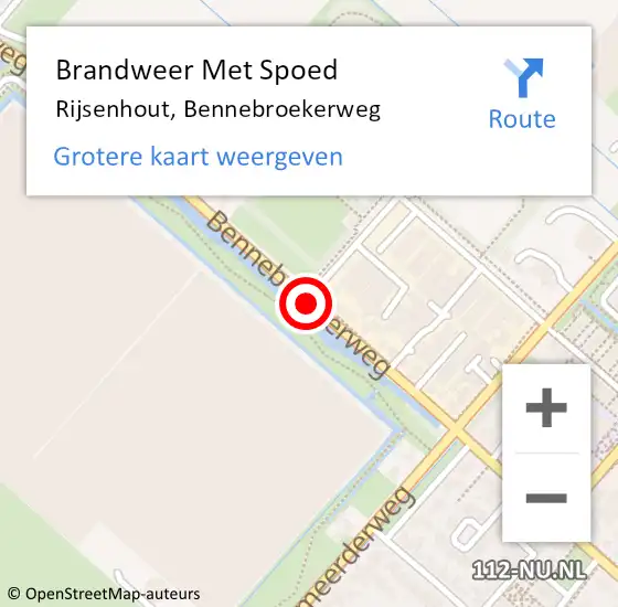 Locatie op kaart van de 112 melding: Brandweer Met Spoed Naar Rijsenhout, Bennebroekerweg op 1 september 2018 21:08