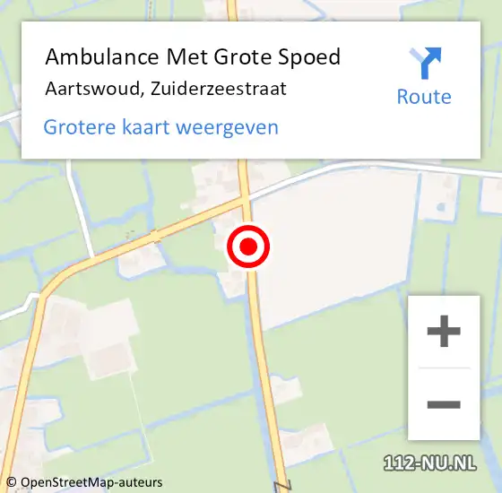Locatie op kaart van de 112 melding: Ambulance Met Grote Spoed Naar Aartswoud, Zuiderzeestraat op 1 september 2018 21:14