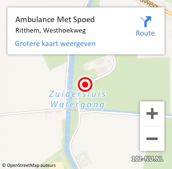 Locatie op kaart van de 112 melding: Ambulance Met Spoed Naar Ritthem, Westhoekweg op 1 september 2018 22:10