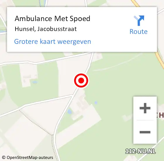 Locatie op kaart van de 112 melding: Ambulance Met Spoed Naar Hunsel, Jacobusstraat op 1 september 2018 22:22