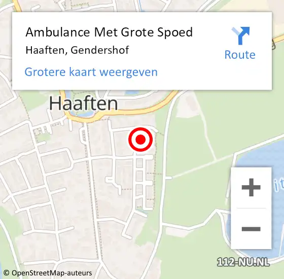 Locatie op kaart van de 112 melding: Ambulance Met Grote Spoed Naar Haaften, Gendershof op 1 september 2018 22:54