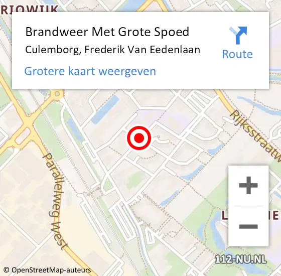 Locatie op kaart van de 112 melding: Brandweer Met Grote Spoed Naar Culemborg, Frederik Van Eedenlaan op 2 september 2018 02:31
