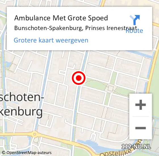 Locatie op kaart van de 112 melding: Ambulance Met Grote Spoed Naar Bunschoten-Spakenburg, Prinses Irenestraat op 2 september 2018 02:43