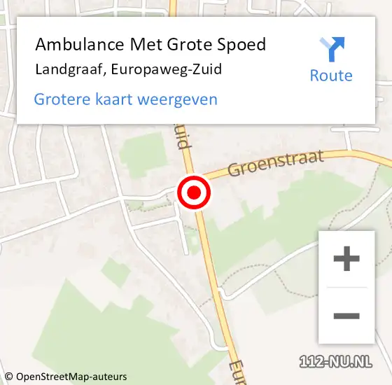 Locatie op kaart van de 112 melding: Ambulance Met Grote Spoed Naar Landgraaf, Europaweg-Zuid op 2 september 2018 03:28