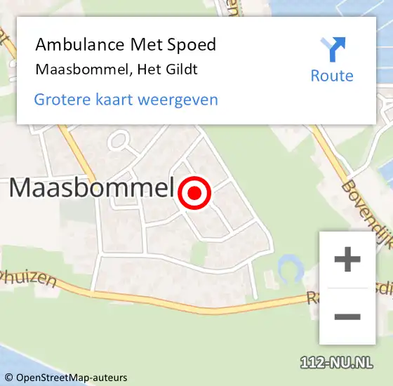 Locatie op kaart van de 112 melding: Ambulance Met Spoed Naar Maasbommel, Het Gildt op 7 maart 2014 18:14