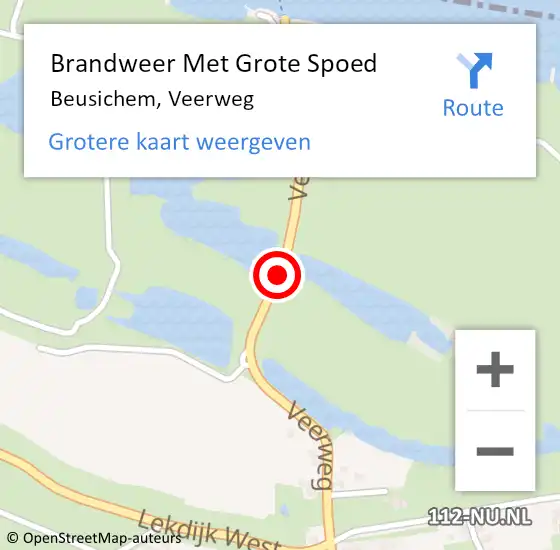 Locatie op kaart van de 112 melding: Brandweer Met Grote Spoed Naar Beusichem, Veerweg op 2 september 2018 03:58