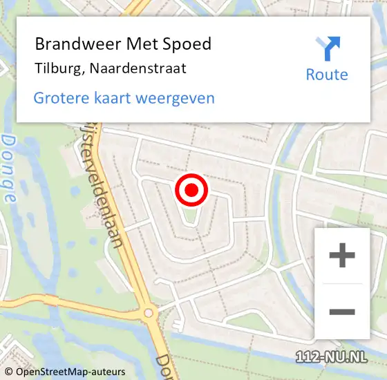 Locatie op kaart van de 112 melding: Brandweer Met Spoed Naar Tilburg, Naardenstraat op 2 september 2018 04:26