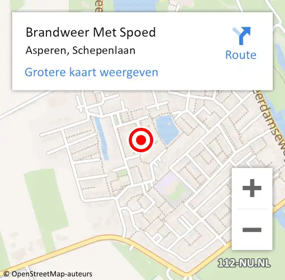 Locatie op kaart van de 112 melding: Brandweer Met Spoed Naar Asperen, Schepenlaan op 2 september 2018 05:54