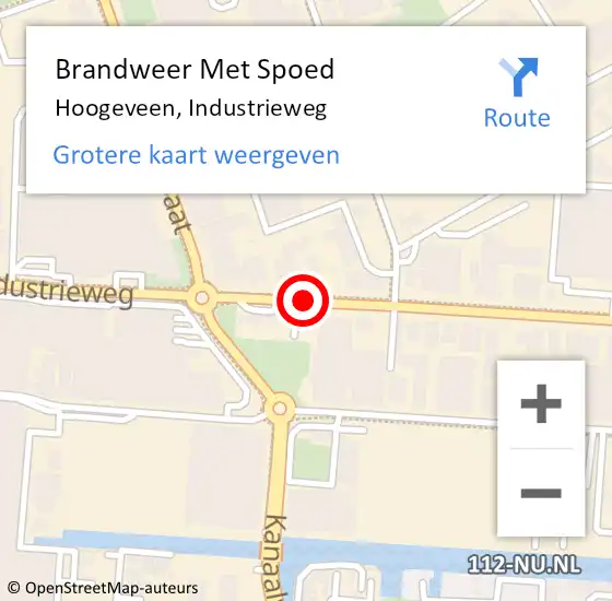 Locatie op kaart van de 112 melding: Brandweer Met Spoed Naar Hoogeveen, Industrieweg op 2 september 2018 05:57