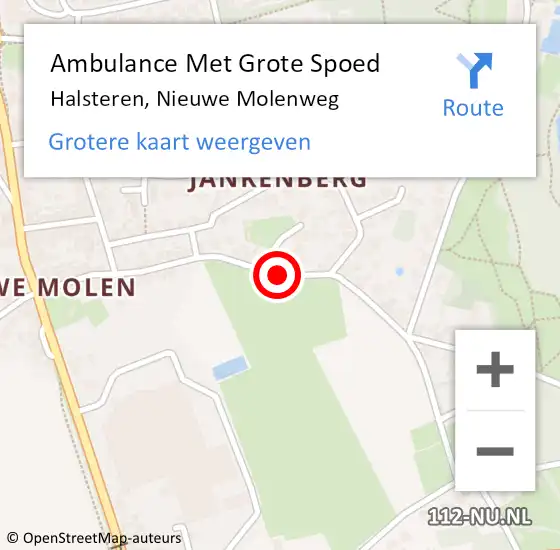 Locatie op kaart van de 112 melding: Ambulance Met Grote Spoed Naar Halsteren, Nieuwe Molenweg op 2 september 2018 09:17
