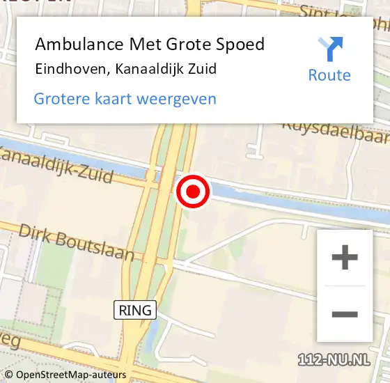Locatie op kaart van de 112 melding: Ambulance Met Grote Spoed Naar Eindhoven, Kanaaldijk Zuid op 2 september 2018 09:55