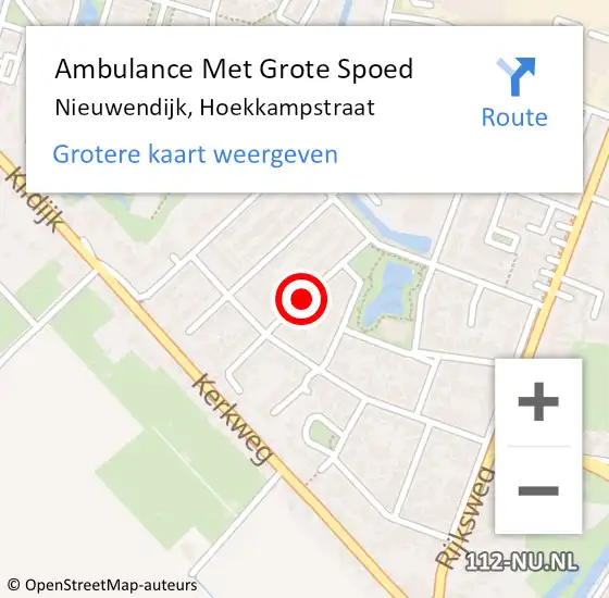 Locatie op kaart van de 112 melding: Ambulance Met Grote Spoed Naar Nieuwendijk, Hoekkampstraat op 2 september 2018 11:11