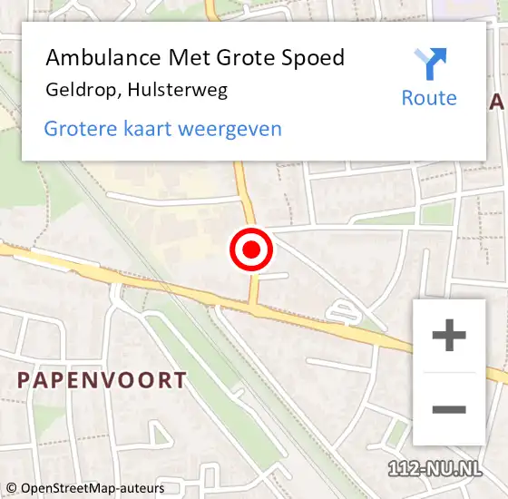 Locatie op kaart van de 112 melding: Ambulance Met Grote Spoed Naar Geldrop, Hulsterweg op 2 september 2018 11:52