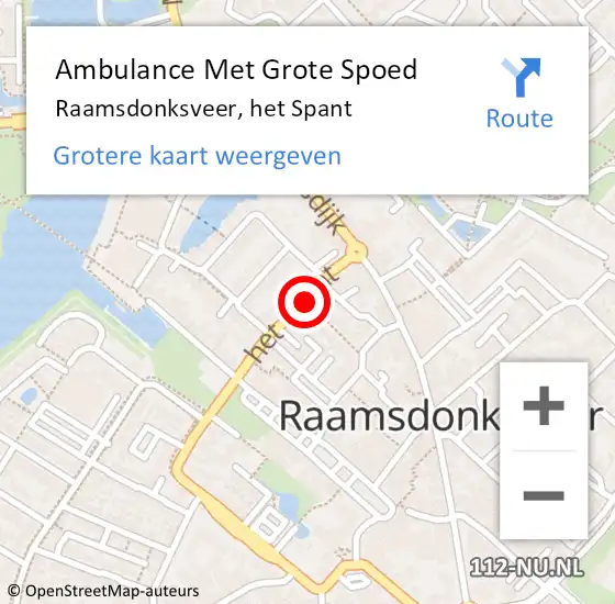 Locatie op kaart van de 112 melding: Ambulance Met Grote Spoed Naar Raamsdonksveer, het Spant op 2 september 2018 12:12