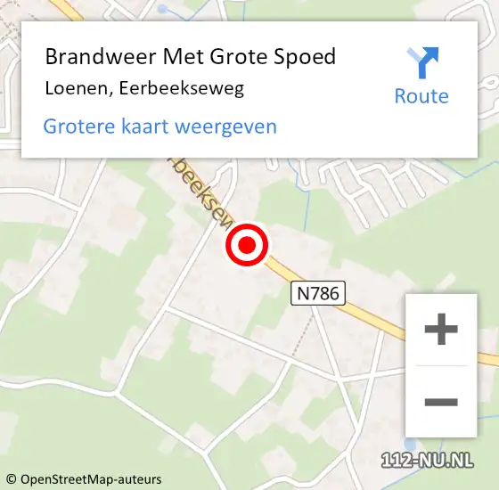 Locatie op kaart van de 112 melding: Brandweer Met Grote Spoed Naar Loenen, Eerbeekseweg op 2 september 2018 13:36