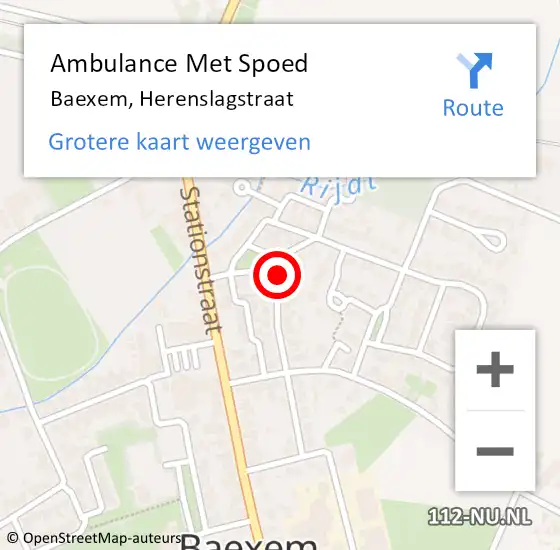 Locatie op kaart van de 112 melding: Ambulance Met Spoed Naar Baexem, Herenslagstraat op 2 september 2018 13:55