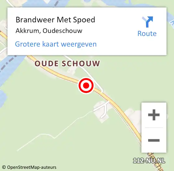 Locatie op kaart van de 112 melding: Brandweer Met Spoed Naar Akkrum, Oudeschouw op 2 september 2018 13:59