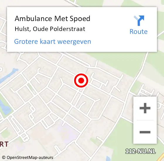 Locatie op kaart van de 112 melding: Ambulance Met Spoed Naar Hulst, Oude Polderstraat op 2 september 2018 14:04