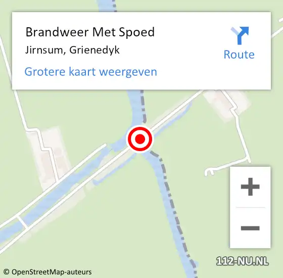 Locatie op kaart van de 112 melding: Brandweer Met Spoed Naar Jirnsum, Grienedyk op 2 september 2018 14:58