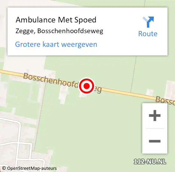 Locatie op kaart van de 112 melding: Ambulance Met Spoed Naar Zegge, Bosschenhoofdseweg op 2 september 2018 15:07