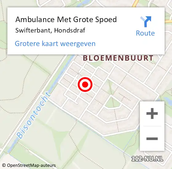 Locatie op kaart van de 112 melding: Ambulance Met Grote Spoed Naar Swifterbant, Hondsdraf op 2 september 2018 15:38