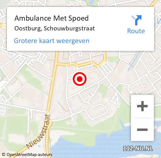 Locatie op kaart van de 112 melding: Ambulance Met Spoed Naar Oostburg, Schouwburgstraat op 2 september 2018 16:06