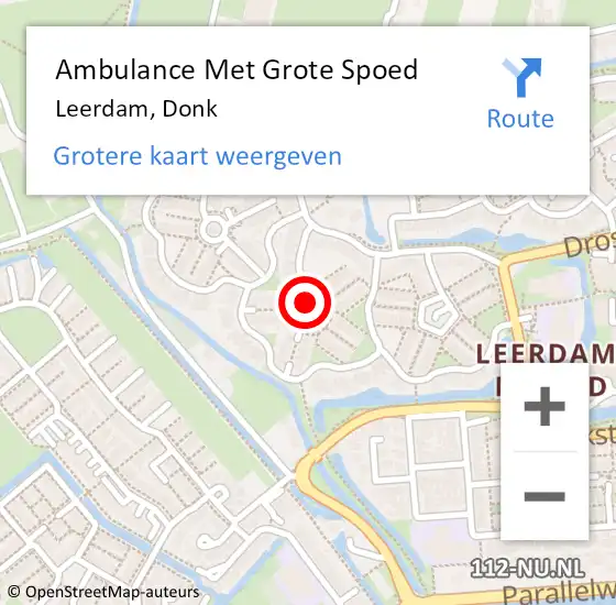 Locatie op kaart van de 112 melding: Ambulance Met Grote Spoed Naar Leerdam, Donk op 2 september 2018 16:34