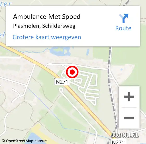 Locatie op kaart van de 112 melding: Ambulance Met Spoed Naar Plasmolen, Schildersweg op 2 september 2018 16:51